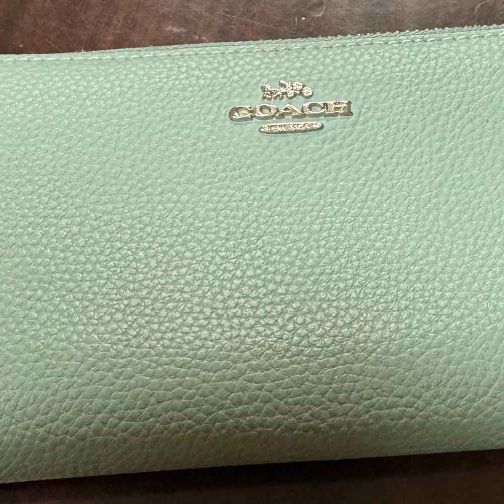 Coach Pebbled Leather Wallet in Sage